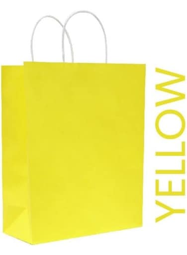 Packing Kraft Paper Bag Yellow Twisted Handle 28x12x33cm Paper Party Bags Hen Party Bags Kraft Paper Bag Bride Birthday Gift Bag Wedding Celebrations Bags For Party Favour Pack of 10 Pieces