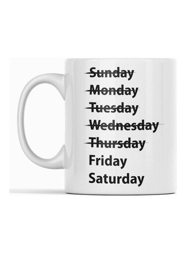 7 Days of the Week Mug for Tea and Coffee White