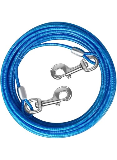 SWIUKPHE Dog Tie Out Cable 10/15/20/25/30FT Dog Runner for Yard Steel Wire Dog Cable with Durable Superior Clips Purple Dog Chains for Outside Dog Lead for Large Dogs Up to 165 lbs
