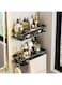 SWIUKPHE Bathroom Organizer 2Pcs, Shower Caddy Shelves, Adhesive or Drilling Bathroom Shelf Shower Rack with 4 Hooks, Note: Both products do not come with rods(Black)