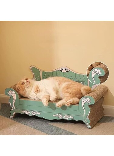 Cat Scraper Toy Big Sofa Model Cat Casual Bed Cat Corrugated Board Scraper Cardboard Lounge Board Scratching Couch Pet Furniture Protector Self Groomer for Indoor(60x28x29.5cm)