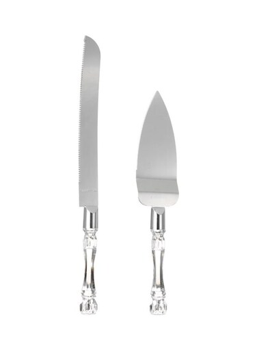 Stainless Steel Cake Knife And Server Set Silver Knife (33), Server (27)cm