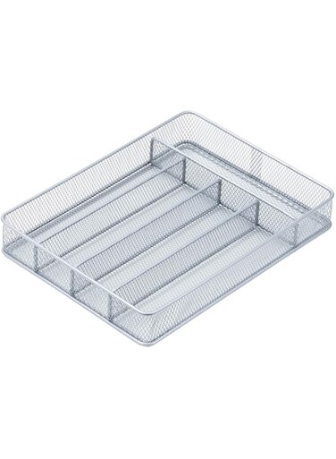 Honey-Can-Do KCH-02154 Steel Mesh 5-Compartment Cutlery Utensil Organizer, Silver Small