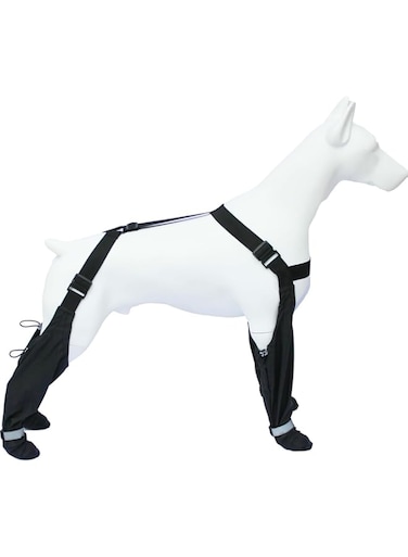Dog Suspender Booties, Dog Paw Boot Leggings Anti-Slip, Dog Snow Pants with Attached Boots Waterproof, Adjustable Suspender Boots for Dogs Winter Snow Rain Hiking Paws Protector(L)