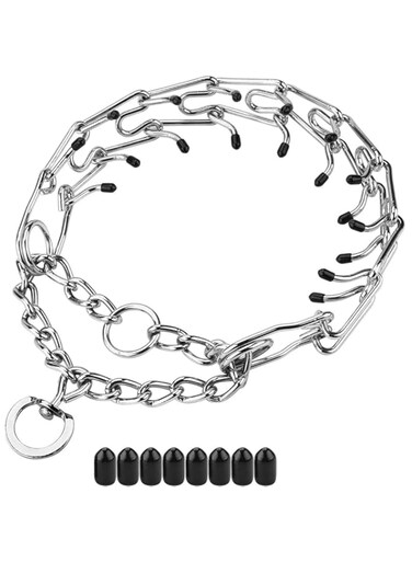 Fayruz Prong Collar for Dogs, Choke Collar for Dogs, Stainless Steel Adjustable with Comfort Rubber Tips, Safe and Effective (3.5mm*55cm)