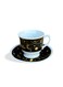 Ceramic Tea Cups with Saucers &acirc;&euro;&ldquo; Set of 6, Moon &amp; Star Gold Accent, 80ml Capacity, Elegant Arabic Design for Majlis, Cawa, and Hospitality