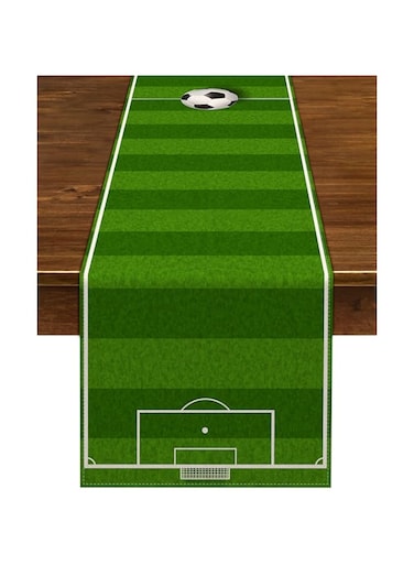 Nepnuser Linen Soccer Table Runner Sport Table Decoration Boy Soccer Birthday Party Supplies for Farmhouse Rustic Vintage Table Cover Home Kitchen Dining Room (13" x 72")