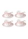 8-Piece Cup And Saucer Set Red/White 8.5x6.5cm