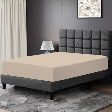 Zen 100% Egyptian Cotton Fitted Sheet Extra Deep 30cm Pocket 300 Thread Count Mocha Queen