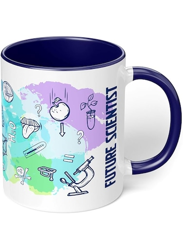InstaMugs 1 Mug - "Future Scientist" for Science Lovers - Perfect for your cuppa Coffee, Tea, Karak, Milk, Cocoa or whatever Hot or Cold Beverage you Drink! - 11 Oz - Blue Handle &amp; Inside Colour