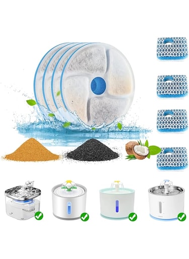 MAKINGTEC Cat Water Fountain Filters, 4 Pack Replacement Filters for Automatic Pet Fountain, 4.13inch Filters For Cat Water Fountain
