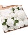 Floroom Artificial Flowers 25pcs Real Looking White Foam Fake Roses with Stems for DIY Wedding Bouquets Bridal Shower Centerpieces Floral Arrangements Party Tables Home Decorations