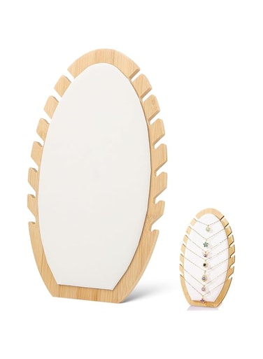 MAKINGTEC Wooden Necklace Display Stand, Jewelry Display Stand, with PU Leather Soft Mat, Detachable Necklace Bracelets Chains Organizer Holder, Bamboo Necklace Organizer Holder, for 12 Necklaces