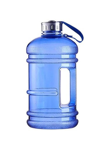 HALAMODO Large Sports Water Bottle Blue Color 2.2L Water Gallon Reusable Water Jug with w/Hand Holder and Stainless Steel Cap, 73oz BPA Free Leak Proof for Gym(Dark Blue)