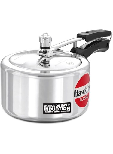 Hawkins Classic 3 Litre Inner Lid Aluminium Pressure Cooker, Induction Cooker, Wide Design Pan Cooker, Best Cooker, Silver (ICL3W)