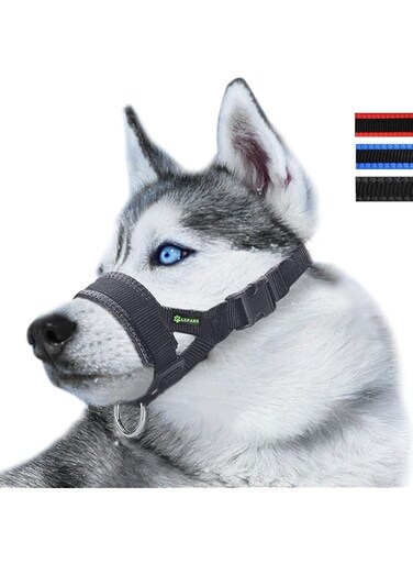 Lepark Dog Muzzle for Small, Medium, Large Dogs Prevent from Biting, Barking and Chewing, Adjustable Loop (M/Black)