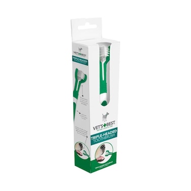 Vet&rsquo;s Best Dog Toothbrush Triple-Head &ndash; Gentle Gum &amp; Teeth Cleaning