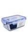 Rectangular Glass Food Storage Container With Lid Clear/Blue 1600ml