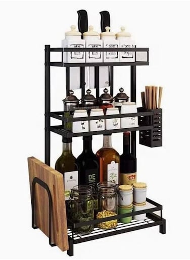 3 Tier Kitchen Stainless Steel Spice Rack, Kitchen Countertop Storage Shelf for Jars Bottle