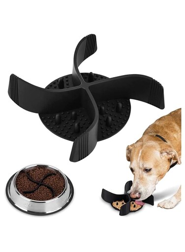 Aputue Slow Feeder Insert, Slow Feeder Insert with Upgrade Strong Suction Cups, Cuttable Slow Feeder Insert for Regular and Elevated Dog Bowls (Not Included Bowl)