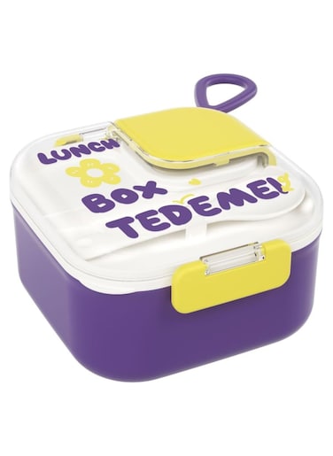 Bento Lunch Box for Toddlers,645ml Food Grade Plastic Bento Box with Spoon,Food Lunch Box Containers for Kids, BPA-Free, Leak-Proof, Dishwasher/Microwave Safe (Purple)