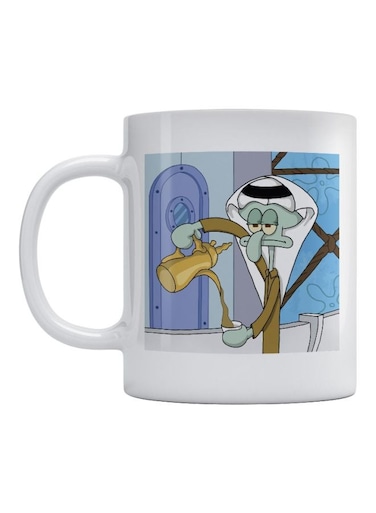 Squidward Tentacles Printed Mug White/Blue/Brown 350ml