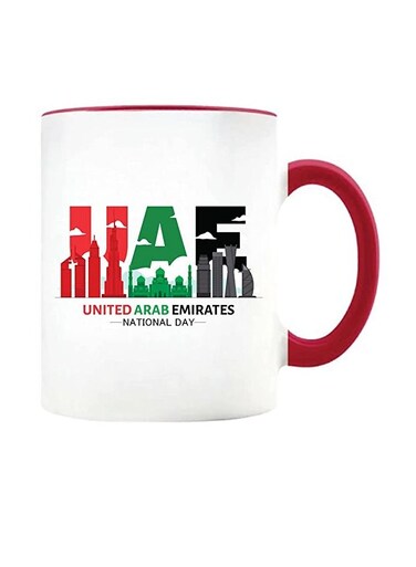 Ceramic Mug for UAE National Day or Flag day Celebration and events Two Tone Red (Design 1)