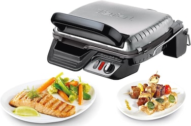 Tefal GC3060 3-In-1 Contact Grill, With Overbaking Function, Double Grill Surface When Opened as Table Grill/BBQ, Sandwich, Steak, Panini, Adjustable Thermostat, Non-Stick Coating, Grey