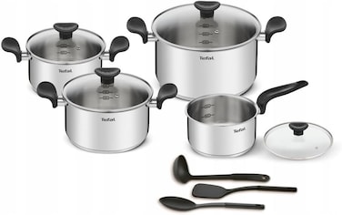 طقم حلل قدور تيفال  القدر الأساسي من TEFAL، ستانلس ستيل الفولاذ المقاوم للصدأ، الحث، 11 قطعة