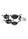 Tefal Cookware Set Of 9 PCs, Super Cook, Frypan 24cm/Wokpan 28cm/Stewpots 22/24cm/Spoon/Slotted Spoon/Slotted Spatula, Aluminium Non-Stick With Thermo Signal, Black, B459S984, 24,28,22,24cm