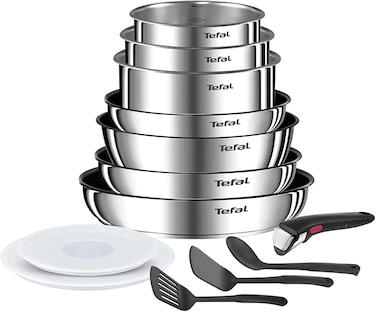 Tefal Ingenio Emotion L897DS04 13-Piece Cookware Set, Stainless Steel, Stackable, Non-Stick Coating, Induction