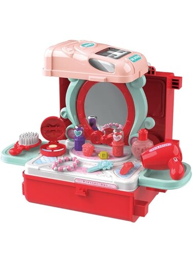 BOWA 3 in 1 Beauty Playset Beauty Salon Toy Kit Pretend Play Dress Up Fashion Accessories for Girls in Bus Theme