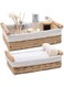 Aokraty 2Pcs Storage Baskets, Rectangle Woven Home Storage Baskets with Washable Liner, Paper Rope Storage Baskets Straw Rattan Basket for Organizing with Handle, Cosmetic Storage Box