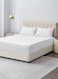 Linen Double Plain Fitted Elastic Bedsheet with 2 Pilow Case 160 x 200 Cm White