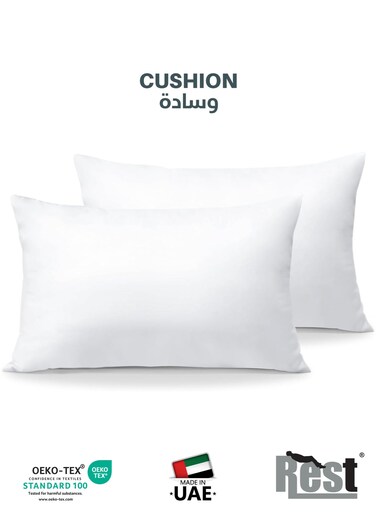 Bedding Throw Pillows Insert Cushion Filler Outer Cover Non Woven Hollowfiber Filling 400 gm Ultra Soft Fiber Size 30x50cm , 12x20inch Cushion Inserts Home Decor White (Pack of 2)