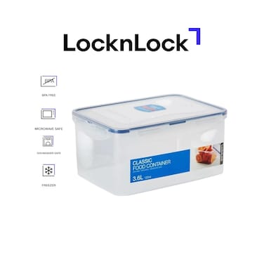 LocknLock 3.6L Rectangular Airtight Food Storage Container - BPA-Free, Microwave, Freezer, and Dishwasher Safe