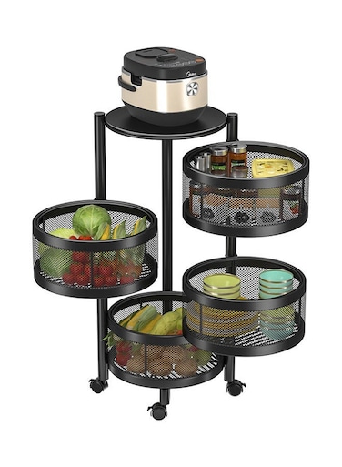 Rotating Shelf Basket Black 75x34x34cm