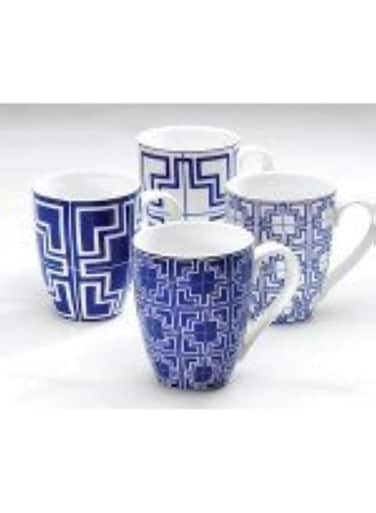 Symphony 4 Pieces Elegant Greco Mug Set, White, 300 ml