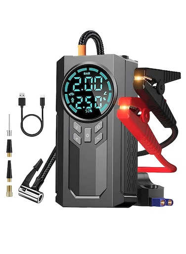 Portable Emergency Car Jump Starter with Digital Tire Inflator Compressor