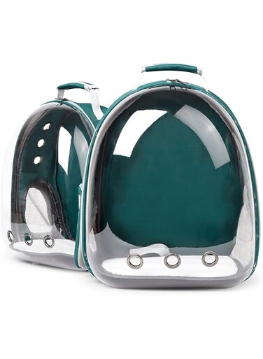 N C Pet Carrier Backpack,Cats and Puppies Cat Breathable bag Pet Portable Carrier Bag Outdoor Travel backpack for cat and dog Transparent Space (Green)
