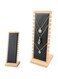 Diylove Necklace Jewelry Display Stand, 12 Slots Wooden Necklace Display Holder with Leather/Velvet Soft Mat, with Detachable Base Jewelry Displays for Jewelry Touring Exhibition (Black(Leather))