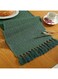 Laolitou Rustic Table Runner with Tassels, Boho Farmhouse Christmas Table Runners 90 Inches Long for Holiday Party, Wedding and Dining Table Decor, 13x90 Inches, Dark Green