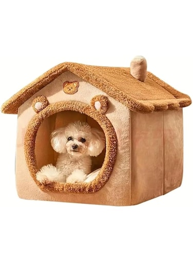 Cozy All-Season Pet House Bed for Small Dogs &amp; Cats - Washable, Removable Nylon Cabin Style Cat and Dog Shelter, Pet Bed