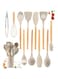 Disnie Silicone Cooking Utensil Set, 12pcs Kitchen Utensil Set for All type of Cookwares, Non Toxic Heat Resistant Wooden Handles Kitchenware Set (12-Pcs Kitchenware Set - Beige)