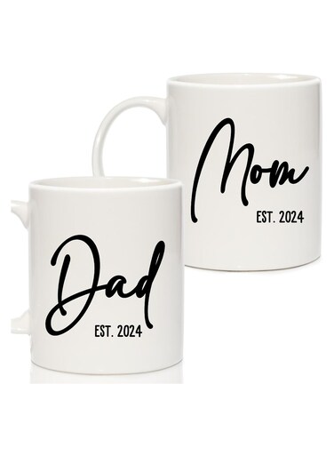 NEW ARRIVALS New Parents Gifts for Couples, New Mom Dad Gifts for Women - Dad Mom to Be Gifts for Expecting Mom Dad Mugs Est 2024, Baby Shower Gender Reveal Gifts