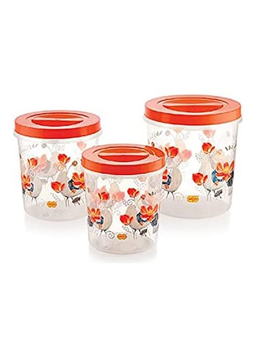 3-Piece Delite Leak Proof Food Container Microwave Safe Dry Food Canisters Storage Round Container Set