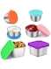 Chucai&reg; 6 Pack Stainless Steel Food Container, 50ml 180ml Kids Snack Box Easy Open Leakproof Snack Storage Containers with Silicone Lids, Stackable Stainless Steel Lunch Box for Kids