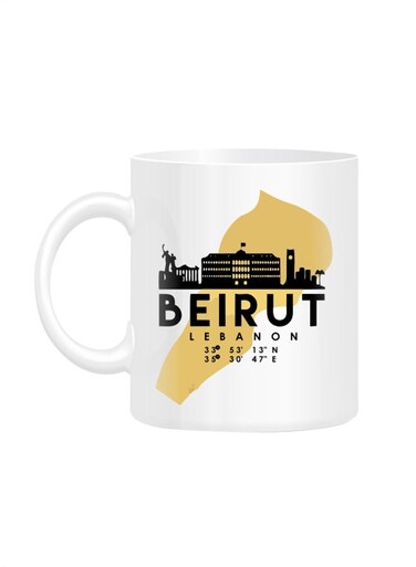Styles Beirut Lebanon Skyline Map Art Printed Mug White 10cm