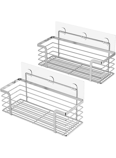 ODesign Shower Caddy Basket Shelf for Shampoo Conditioner Adhesive Bathroom Storage Organizer SUS304 Stainless Steel Rustproof No Drilling - 2 Pack