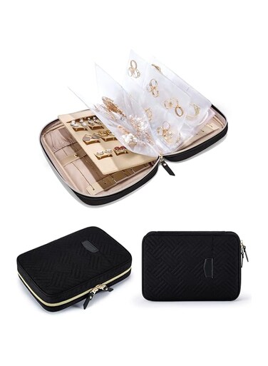 MAKINGTEC Jewelry Travel Organizer Case, Transparent Jewelry Storage Book Ring Binder Jewelry Bags Clear Booklet Zipper Pouch Bag for Necklaces, Earrings, Rings, Bracelets